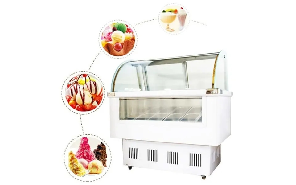 Intbuying Commercial 12 Pan Hard Ice Cream Showcase Gelato Dipping Cabinet Freezer Display Case