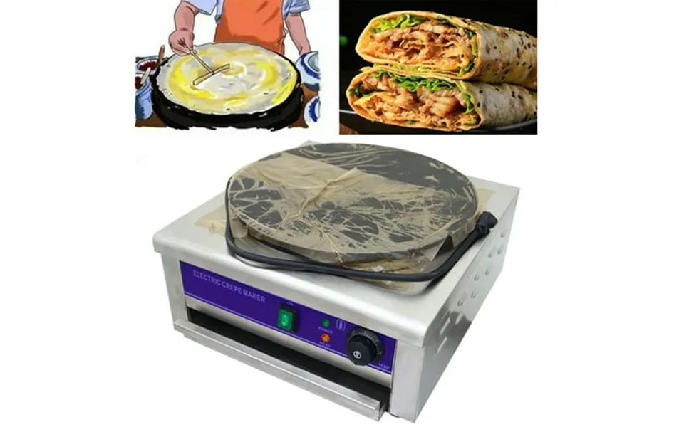 Intbuying Commercial Pancake Machine Electric Single-burner Crepe Maker Nonstick Crepe Making Griddle Machine