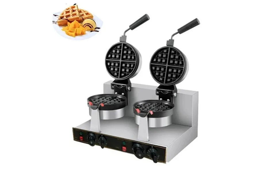 Intbuying Electric Waffle Maker Double Station Stainless Steel Nonstick