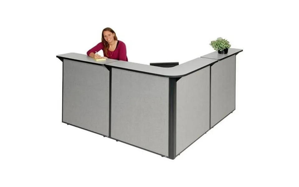 Interion L-shaped Reception Station With Gray Counter & Gray Panel - 80 X 80 X 44 In