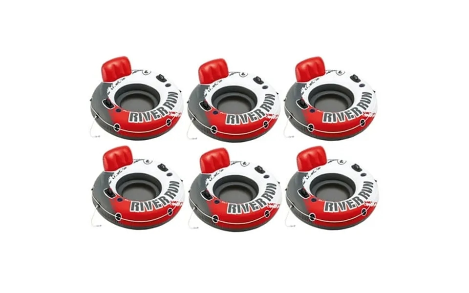 Intex Red River Run 1 Fire Edition Sport Lounge Inflatable Water Float 53 Diameter 6 Pack