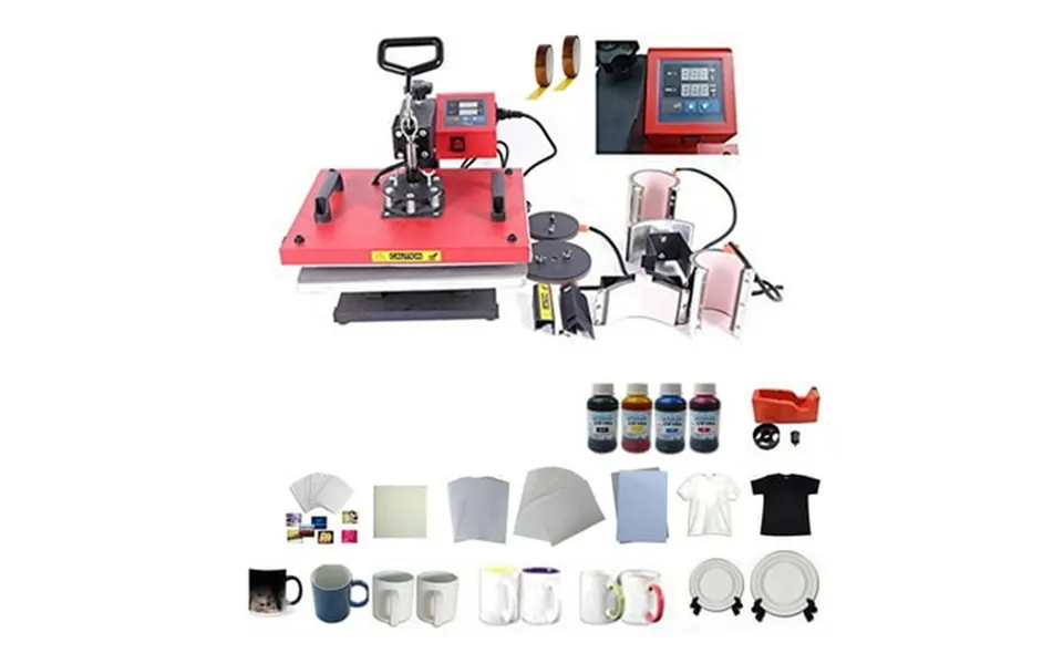 Intsupermai 6in1 Heat Press Machine Paper Mug Ink Tape Sublimation Kit