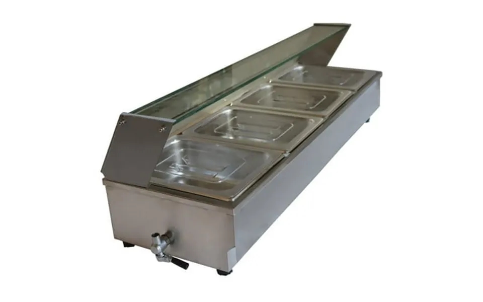 Intsupermai Bain Marie Canteen Buffet Steam Heater Table Restaurant Food Warmer 4-pan With Glass Shield