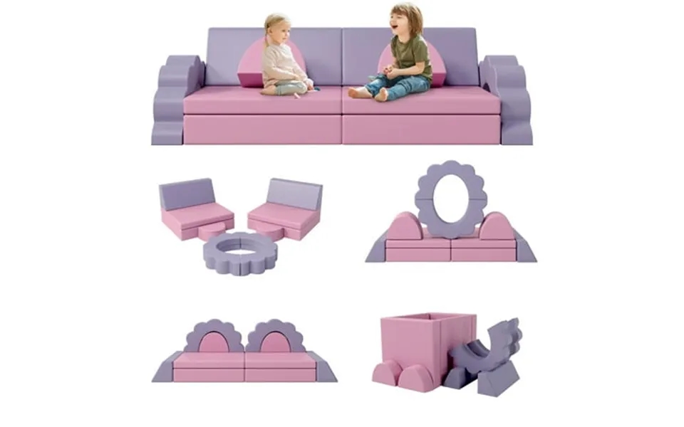 Irerts 10 Pcs Modular Kids Play Couch Kids Sofa Couch For Playroom Child Sectional Sofa Foam Climbing Blocks Convertible