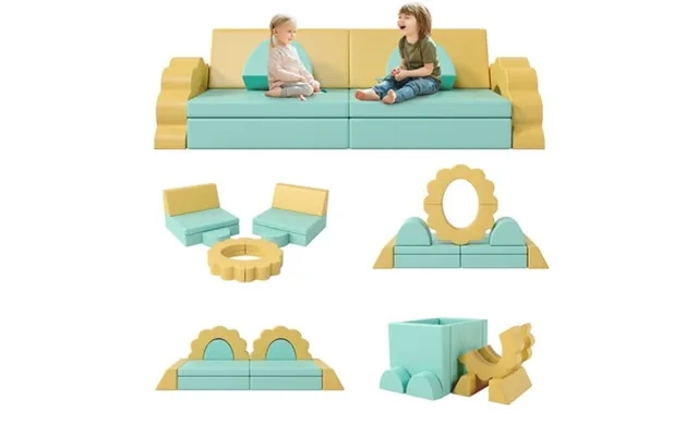 Irerts 10 Pcs Modular Kids Play Couch Kids Sofa Couch For Playroom Child Sectional Sofa Foam Climbing Blocks Convertible product image