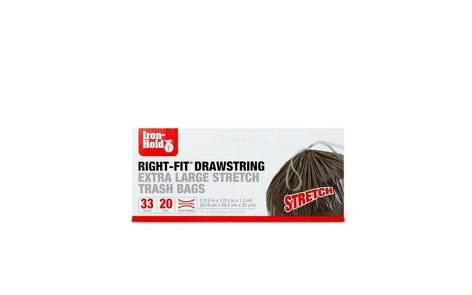 Iron Hold 33 Gal Right-fit Drawstring Trash Bags 20 Per Pack - Pack Of 8