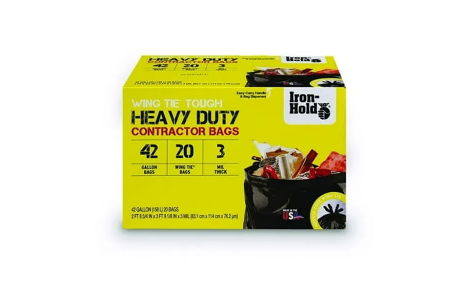 Iron-hold 42 Gal Contractor Bags Wing Ties 20 Pk