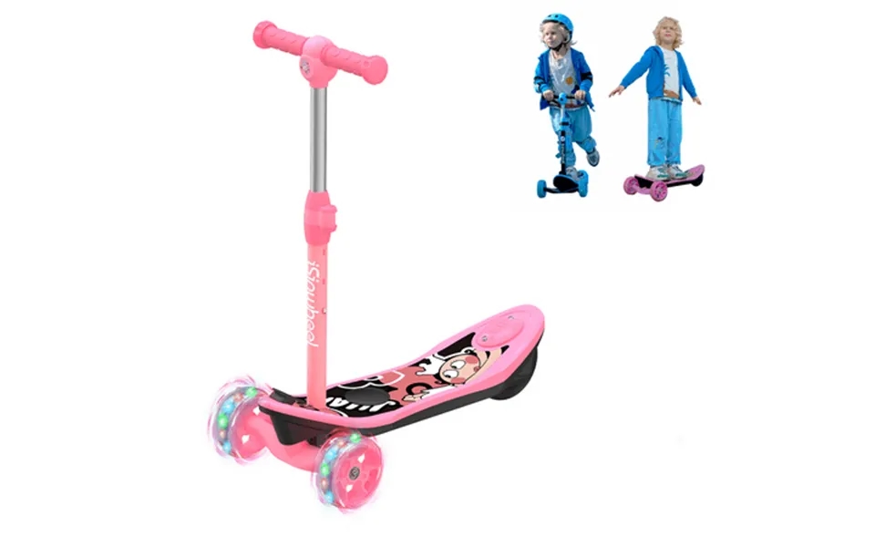 Isinwheel Kid 3 Wheel Electric Scooter Height Adjustable Folding Pedal Scooter For 3-8 Years Old With Flashing Wheels Fo