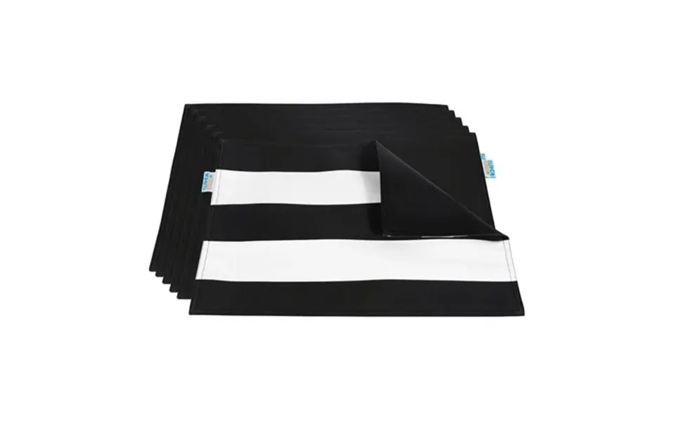 Island Retreat All-weather Outdoor Reversible Table Mat - Black And White Stripe