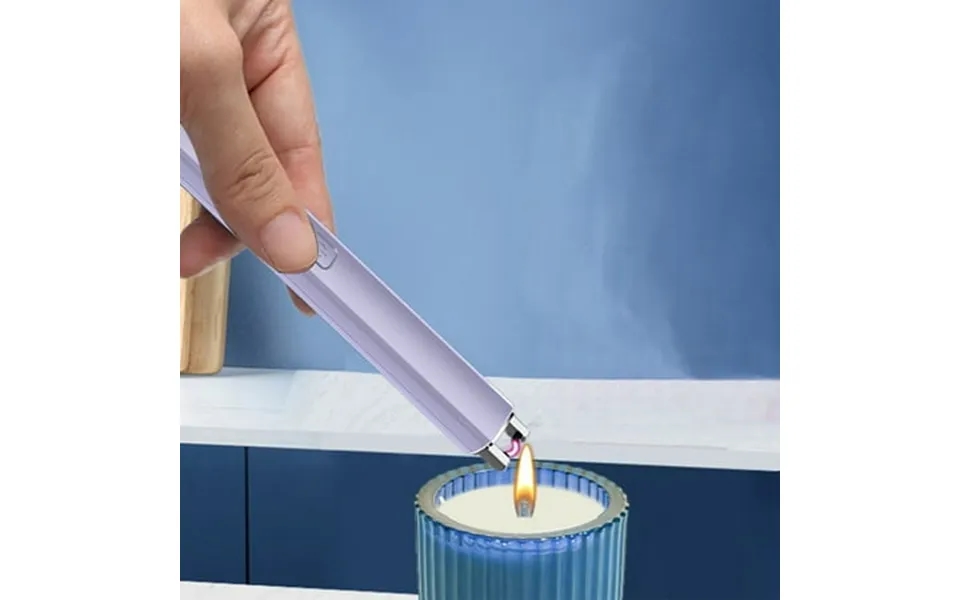 Iuyt6 Electronic Candle Lighter Windproof Flameless Usb Rechargeable Lighter With Safe Button For Home Kitchen Daily Gif