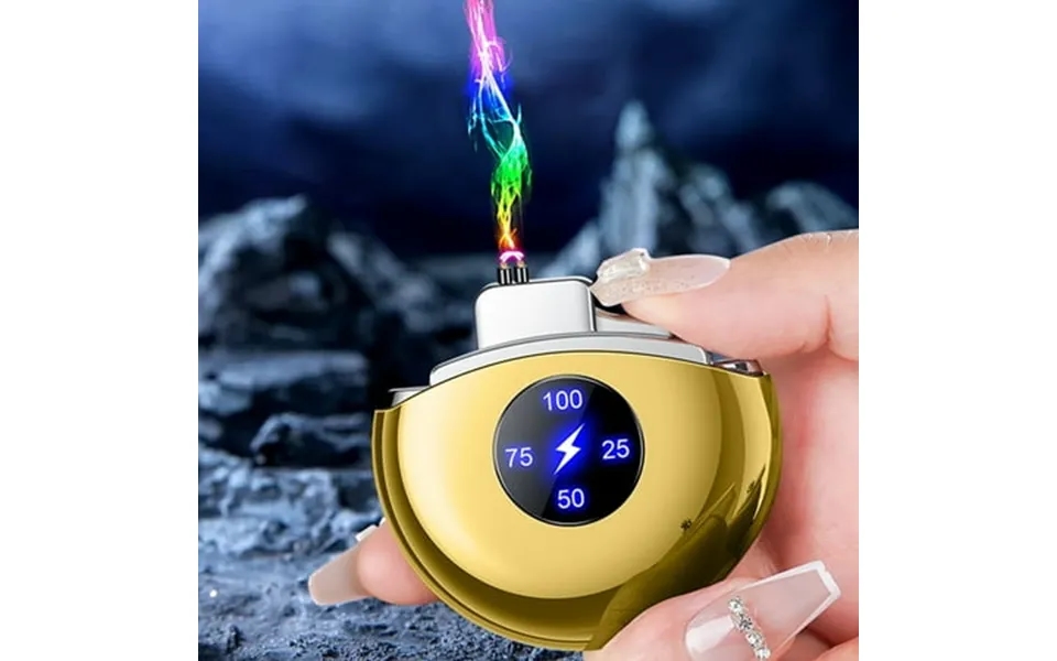 Iuyt6 Led Digital Power Display Compact And Portable Mini Usb Charging Metal Body Windproof Lighter Daily Use