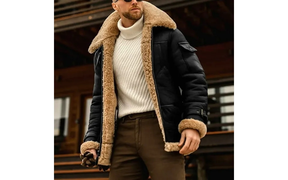 Jackets For Men Clearance Men Casual Solid Turndown Winter Thicken Cool Zipper Patchwork Jacket Black S