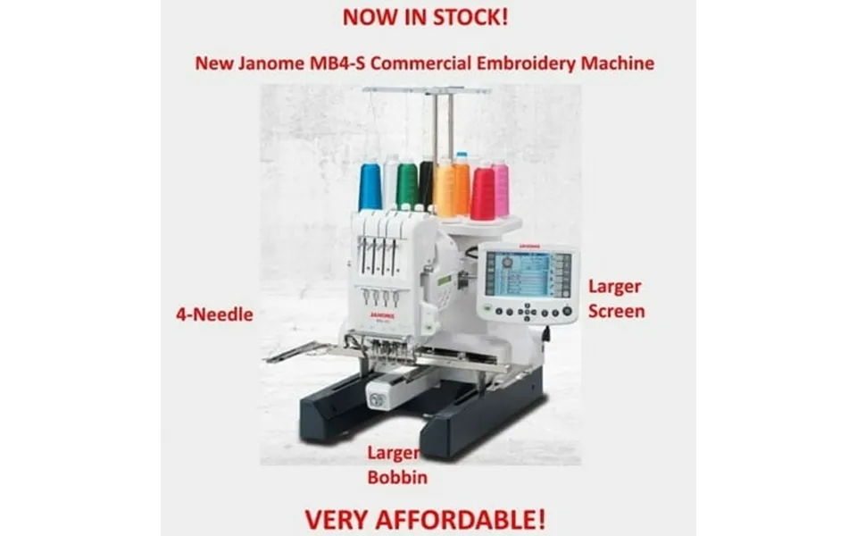 Janome Mb-4s 800 Spm Commercial Sewing Machine With 3 Hoops Count