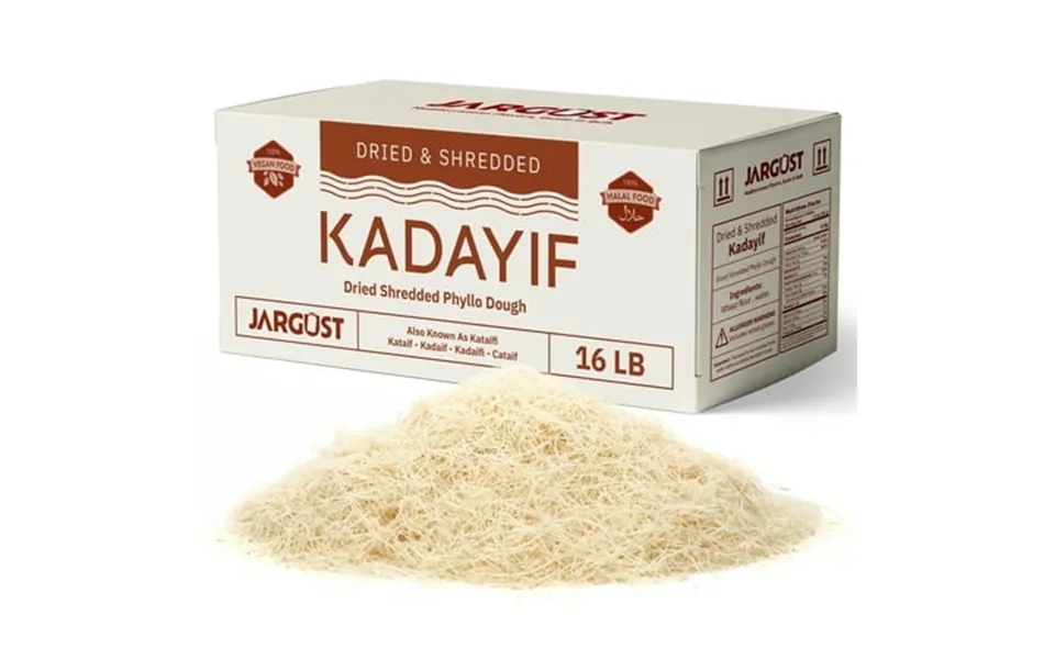 Jargust Bulk Dried & Shredded Kataifi Shredded Fillo Dough Pastry Dough 16lb