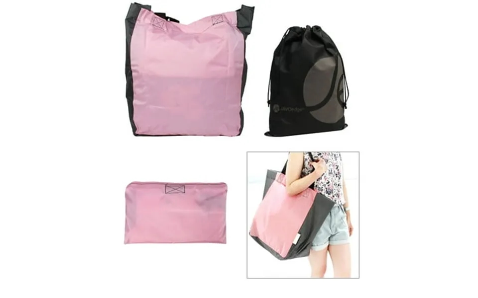 Javoedge Fold Up Self Storage Travel Tote Bag With Bonus Reusable Drawstring Bag