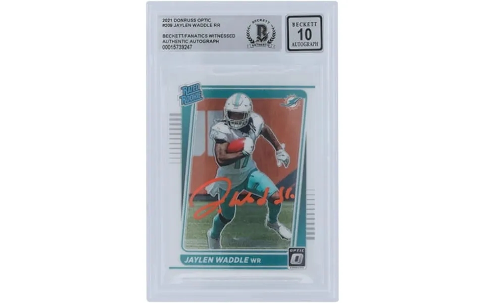 Jaylen Waddle Miami Dolphins Autographed 2021 Panini Donruss Optic Rated Rookie Orange Ink 208 Beckett Fanatics Witnesse
