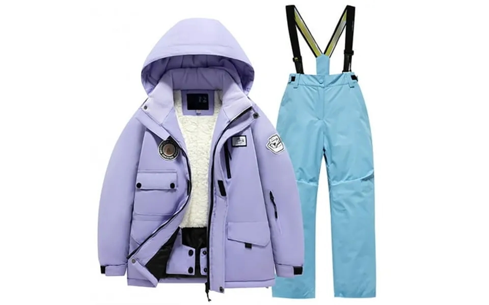 Jhlzhs Boys Leather Jacket With Hoodie Children S Ski Suit Pocket Jacket And Pants Winter Windbroof Snowboarding Unisex