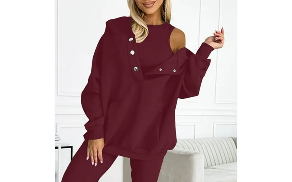 Jicehd Blouse-clearances 2 Piece Set For Women Oversized Half Button Down Pullover Sweatshirt With Pocket And Tank Vest
