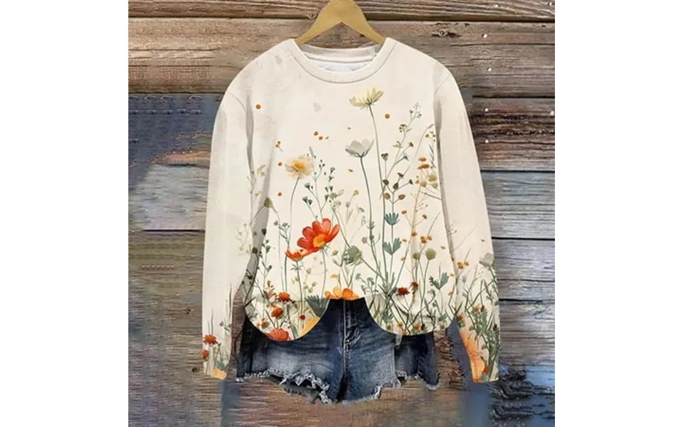 Jicehd Blouse-clearances Round Neck Fashion Flower Print Tops Long Sleeve Sweatshirts Fashion Trendy Oversized Loose Blo