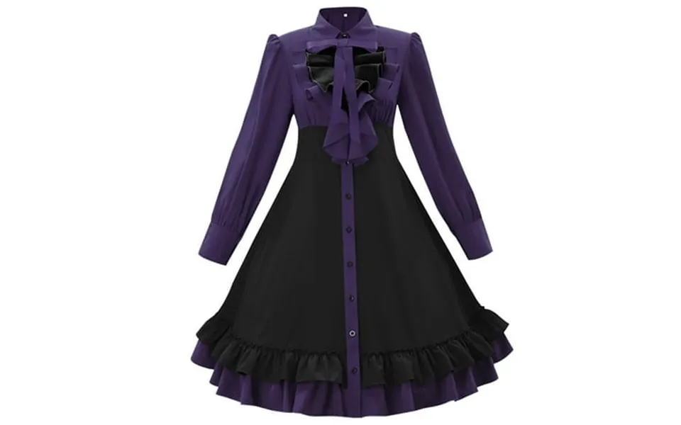 Jicehd Women Dress Medieval Gothic Lolita Dress For Women Girls Ruffled Collar Renaissance Steampunk Dresses Tie Knot Fr