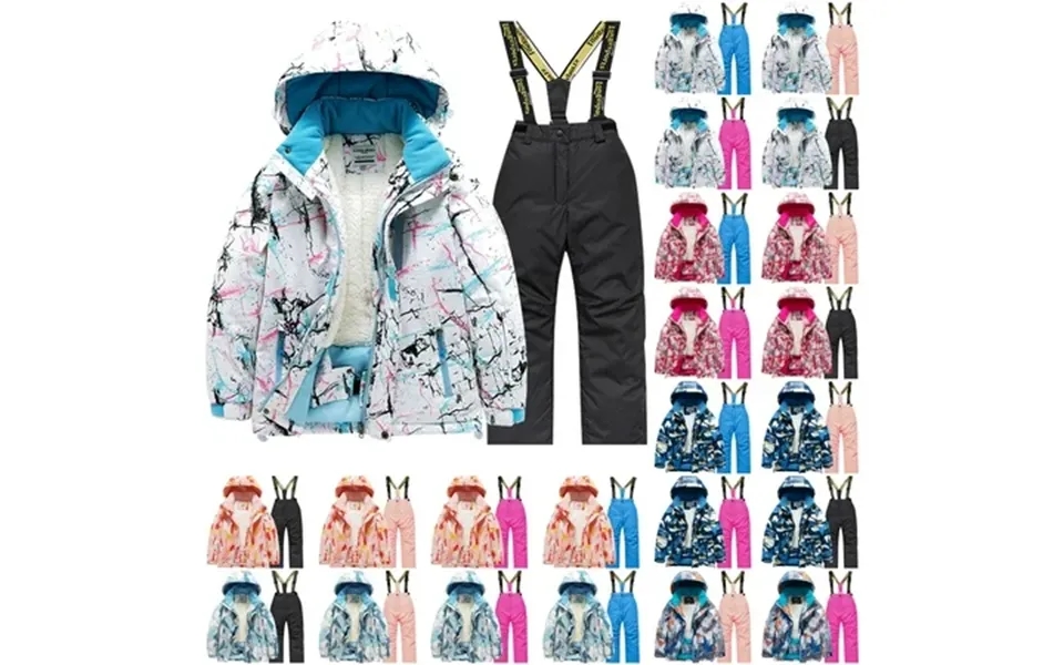 Jinhomg Little Kids Winter Snowsuit Set 2 Piece Ski Suits Faux Trim Hooded Puffer Jacket And Snow Bib Pants Ski Suits Wa