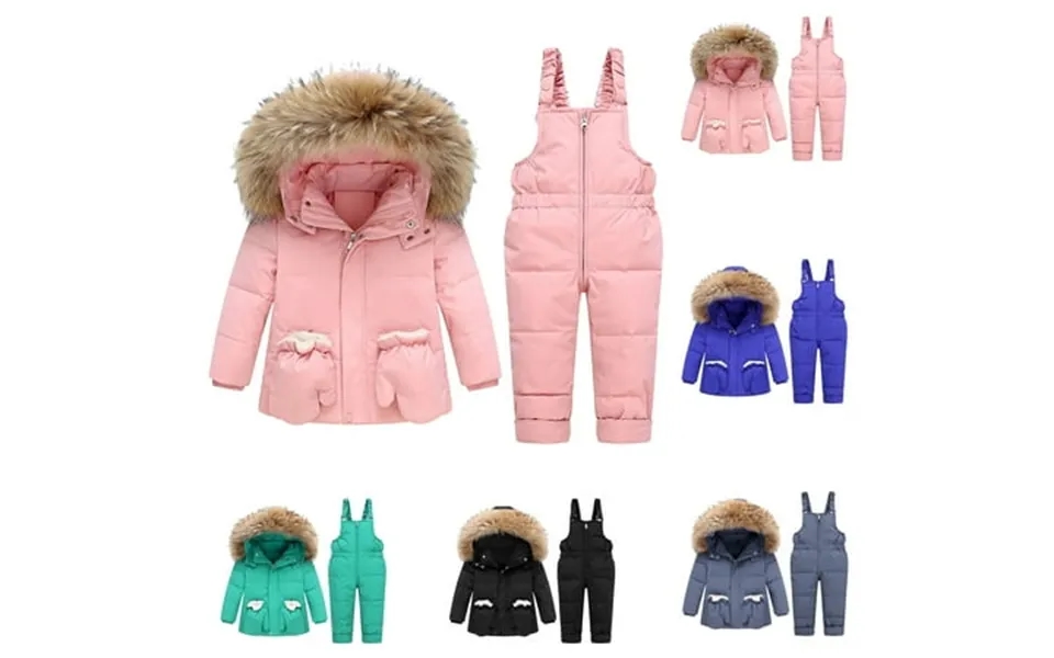 Jinhomg Winter Snowsuit For Baby Kid 3 Piece Windproof Ski Suit Thermal Comfy Faux Fur Trim Hooded Puffer Coat With Snow