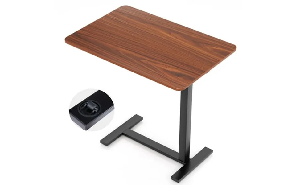 Joinsun Adjustable Overbed Bedside Table With Hidden Wheels For Hospital Brown