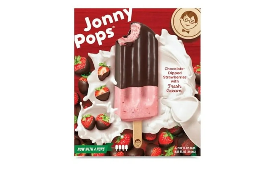 Jonny Pops Chocolate Dipped Strawberries With Cream Pops 4 Count -- 6 Per Case