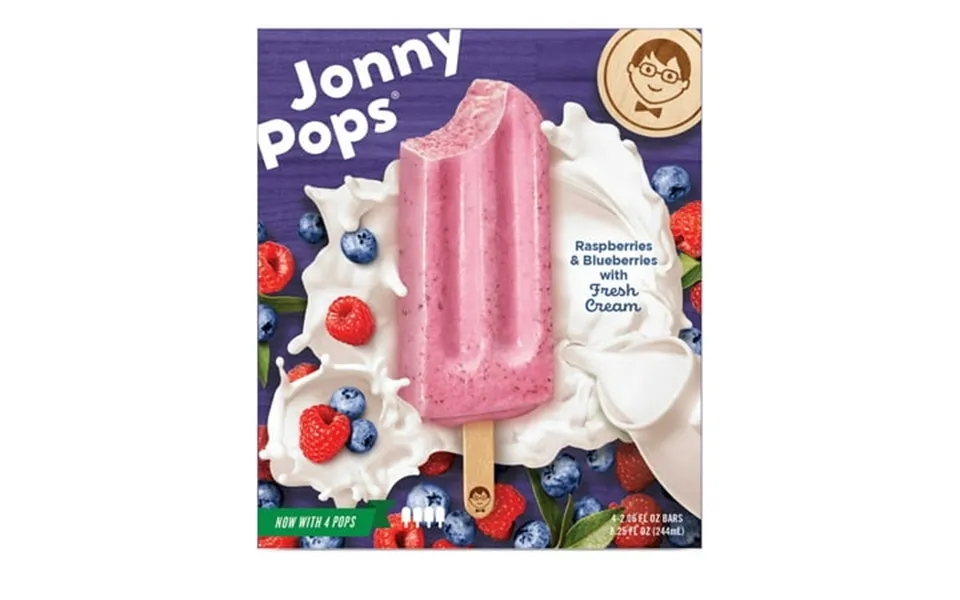Jonnypops Raspberries Blueberries And Cream Smoothie Pops 2.06 Fluid Ounce - 4 Count Per Pack -- 6 Packs Per Case