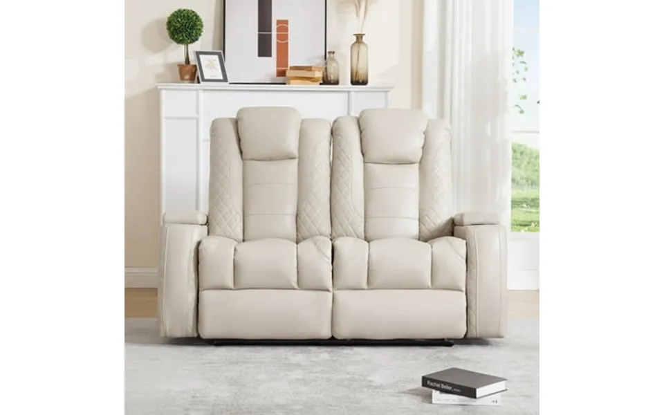 Jonpony Electric Double Home Theater Seating Pu Leather Power Loveseat Recliner With Hidden Arm Storage Cup Holders Usb