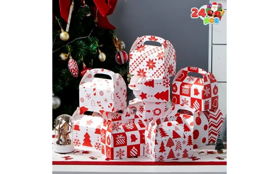 Joyfy 24 Pcs 3d Christmas Cookie Boxes For Gift Giving Xmas Treat Candy Boxes Goodie Bakery Paper Box For Holiday Goody