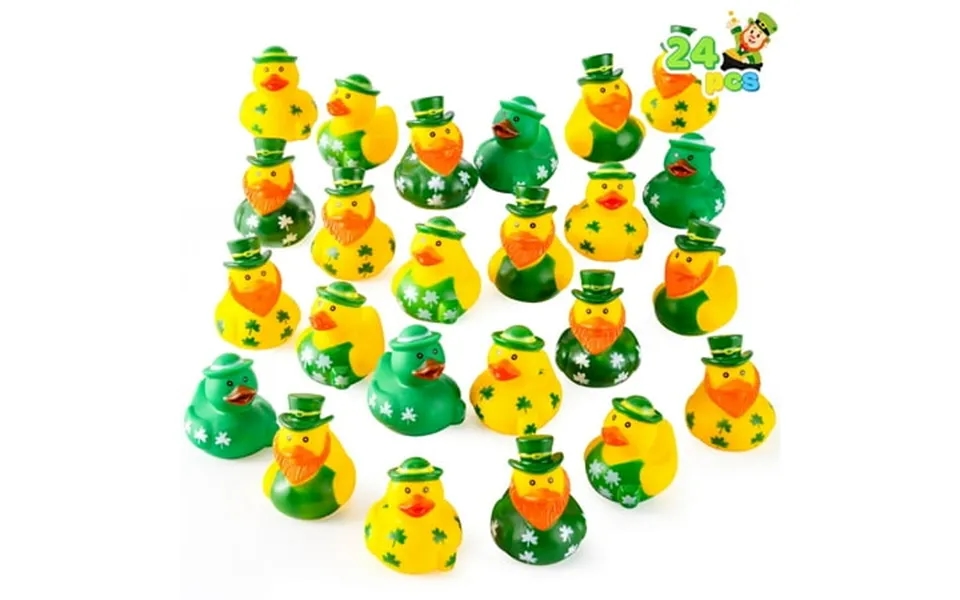 Joyfy 24 Pcs St. Patrick S Rubber Ducks Lucky Ducks With St.patrick S Day Green Rubber Duck Hats And Clover Patterns Par