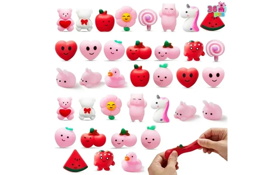 Joyfy 36 Pcs Valentines Day Cards With Squishy Toys For Kids Cute Animals Mochi Squishies Fidget Toy For Kids School Cla