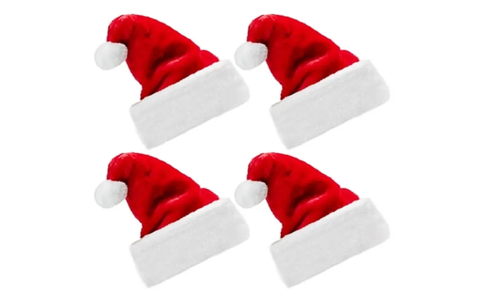 Joyfy 4 Pack Santa Hat 12.5 X 20 Inch Santa Hats For Adults Christmas Hats Plush Red Velvet Santa Hats Bulk For Adults M