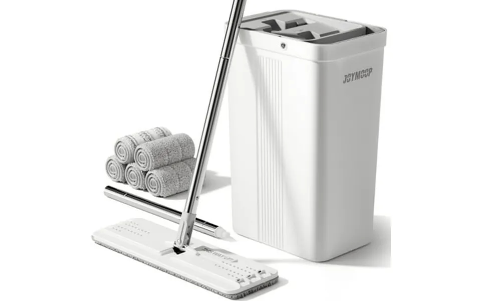 Joymoop Mop And Bucket With Wringer Set Wall Mop Cleaning Bucket With Mop Flat Mop Bucket With 5 Microfiber Pads