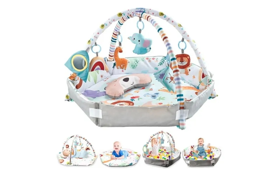 Joystone Baby Gym Play Mat With 6 Detachable Toys Washable Baby Activity Mat Baby Gift For Newborn Infant 0-18 Months Gr