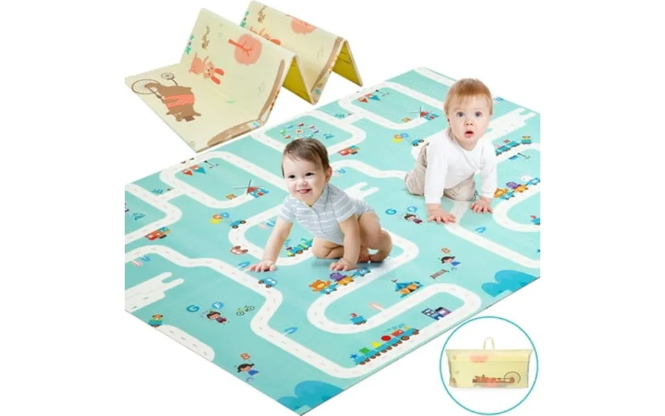 Joystone Baby Play Mat 78 X 70 Extra Large Reversible Foam Play Mat Non-toxic Foldable Animal Print Waterproof Crawl Mat