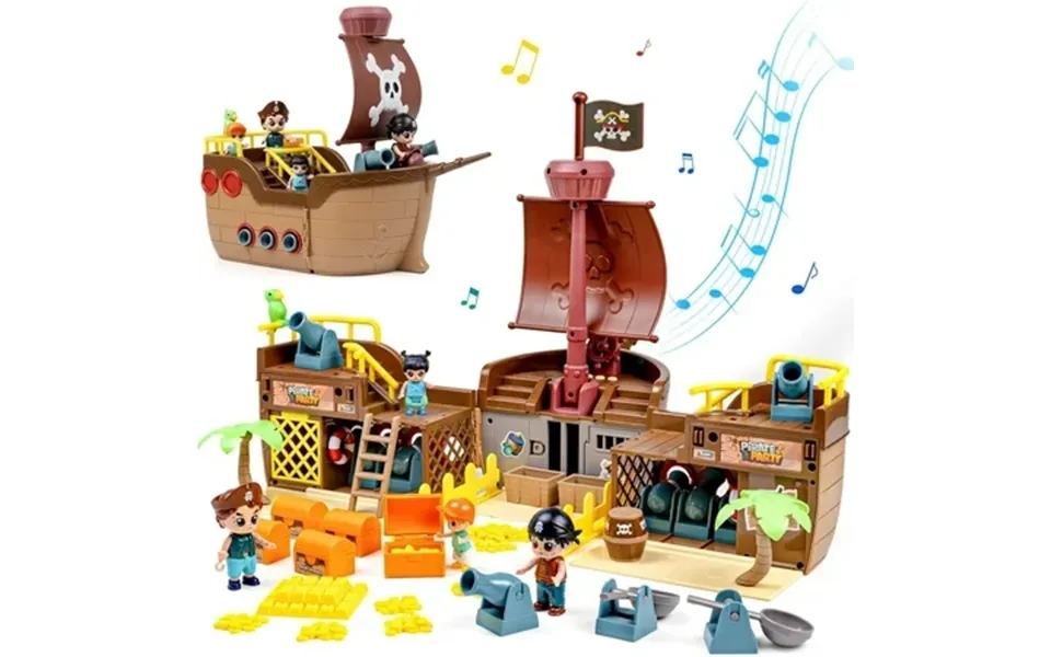 Joystone Brown Pirate Boat Toys For Kids Toy Ship For Pirate Playhouse Creative Building Toys Great Birthday Gift For Bo