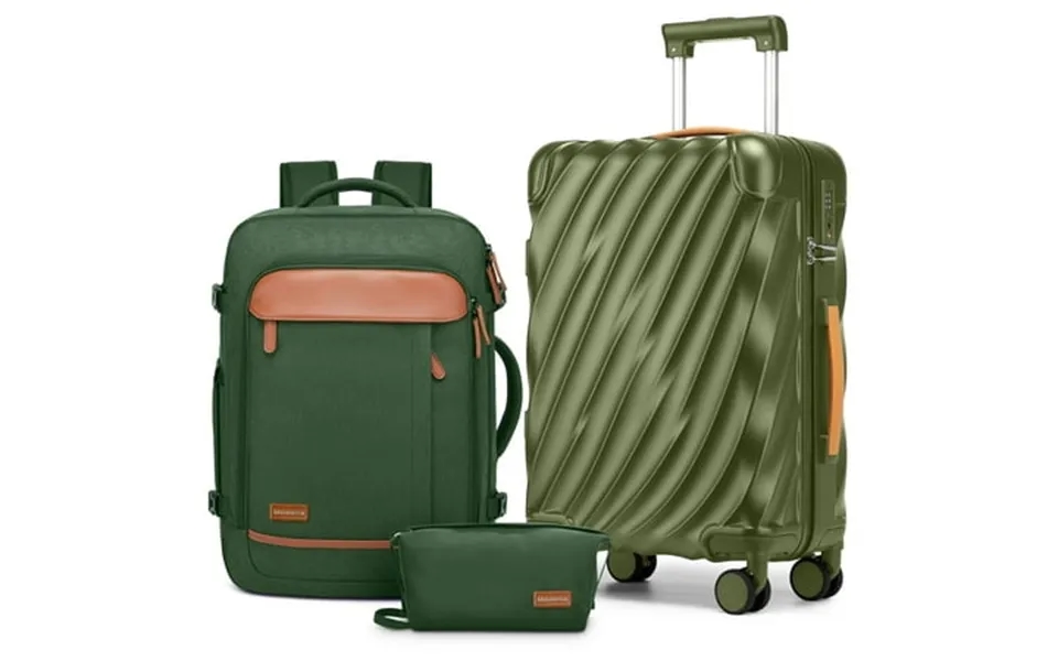 Joyway 3-piece Carry On Luggage Pc Ultra-hard Shell Lightweight Suitcase Tsa Lock Brake Spinner Wheels With Backpack Gre