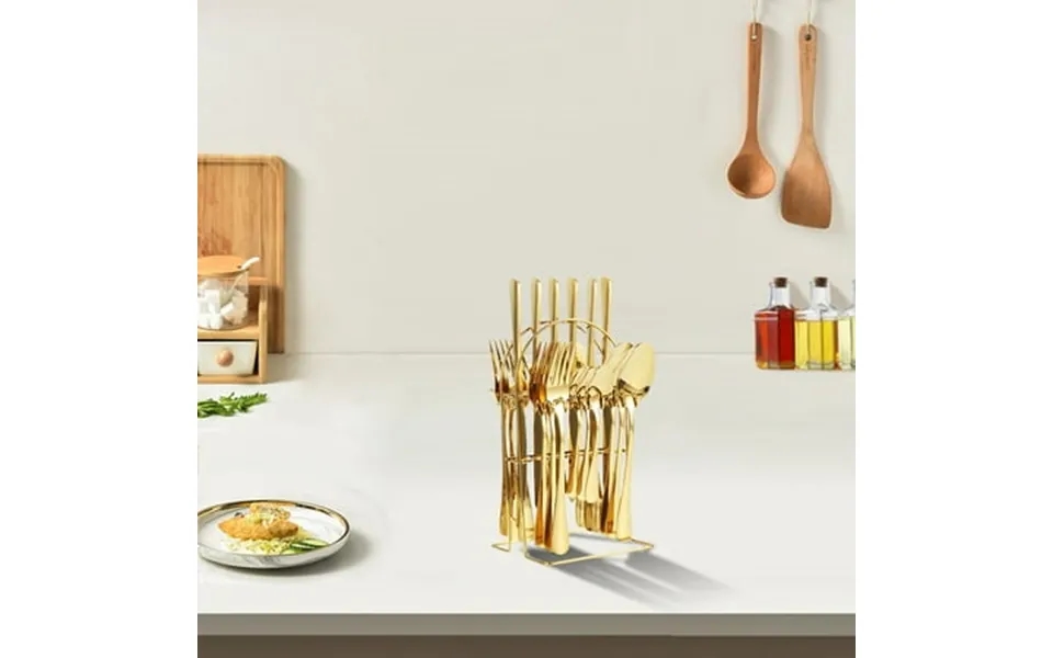 Jpxdew 24 Piece Stainless Steel Cutlery Set For 6 Clearance Silver Gold Dishwasher Safe Western Style Dining Tableware