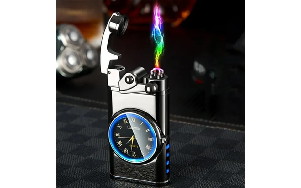 Jpxdew Rechargeable Electronic Lighter With Clock Clearance Rgb Light Effect Battery Life Display 3
