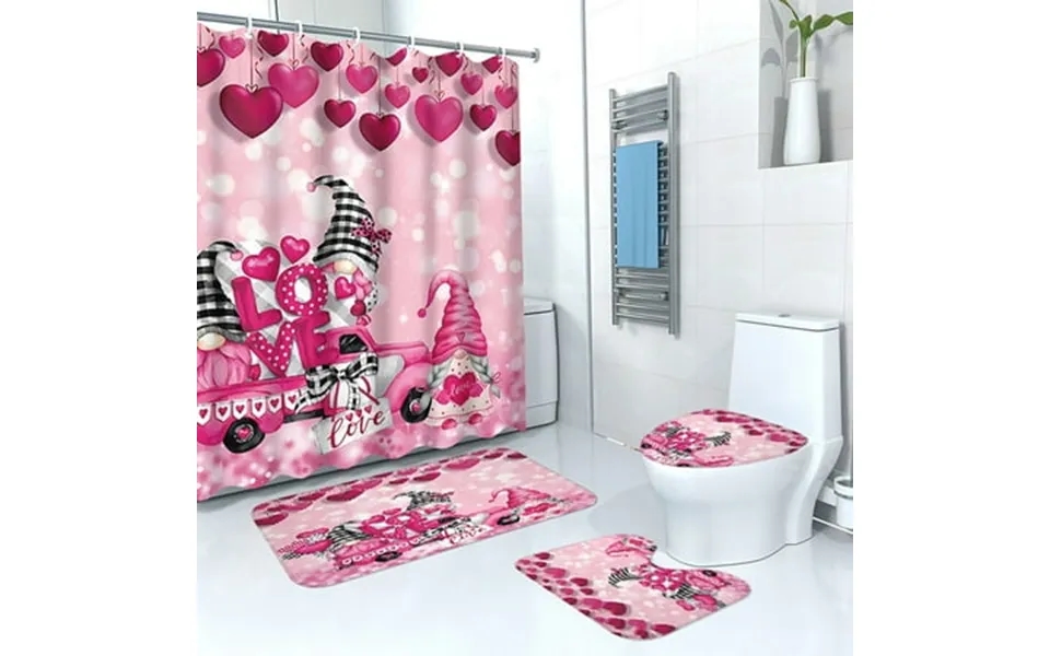 Jpxdew Valentine S Day Shower Curtain Set Clearance Waterproof Bathroom Partition Includes Toilet Seat & 2 Floor Mats St