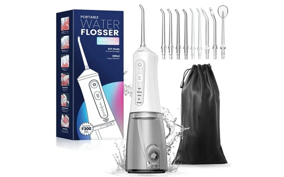 Jtf Cordless Water Flosser Dental Teeth Cleaner With 9 Jet Tips Diy Mode 300ml Tank Ipx7 Waterproof Portable Rechargeabl