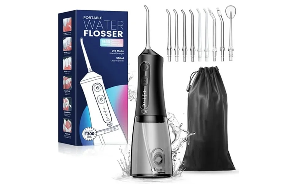 Jtf Cordless Water Flosser Dental Teeth Cleaner With 9 Jet Tips Diy Mode 300ml Tank Ipx7 Waterproof Portable Rechargeabl