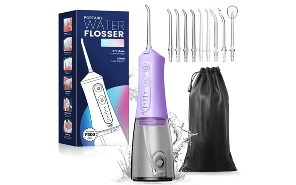Jtf Cordless Water Flosser Dental Teeth Cleaner With 9 Jet Tips Diy Mode 300ml Tank Ipx7 Waterproof Portable Rechargeabl