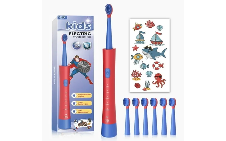 Jtf Kids Electric Toothbrush With 6 Brush Heads 5 Modes Sonic Electric Toothbrush Ipx7 Waterproof Rechargeable Power Too