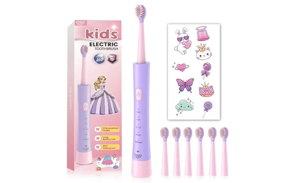 Jtf Kids Electric Toothbrush With 6 Brush Heads 5 Modes Sonic Electric Toothbrush Ipx7 Waterproof Rechargeable Power Too