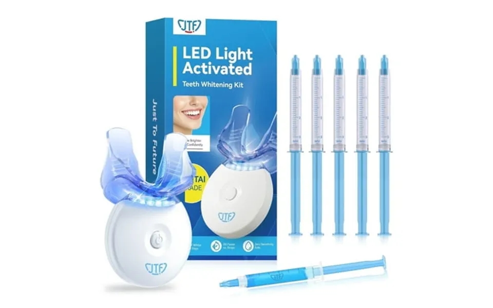 Jtf Teeth Whitening Kit With Led Light 10 Minute Enamel Safe Whitening 5 Whitening Gels Containing 35% Carbamide Peroxid
