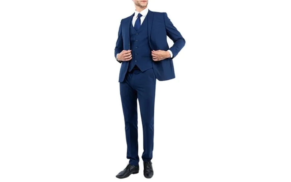 Julinie Men S 3-piece Suit Set With Jacket Vest And Expandable Waist Dress Pants