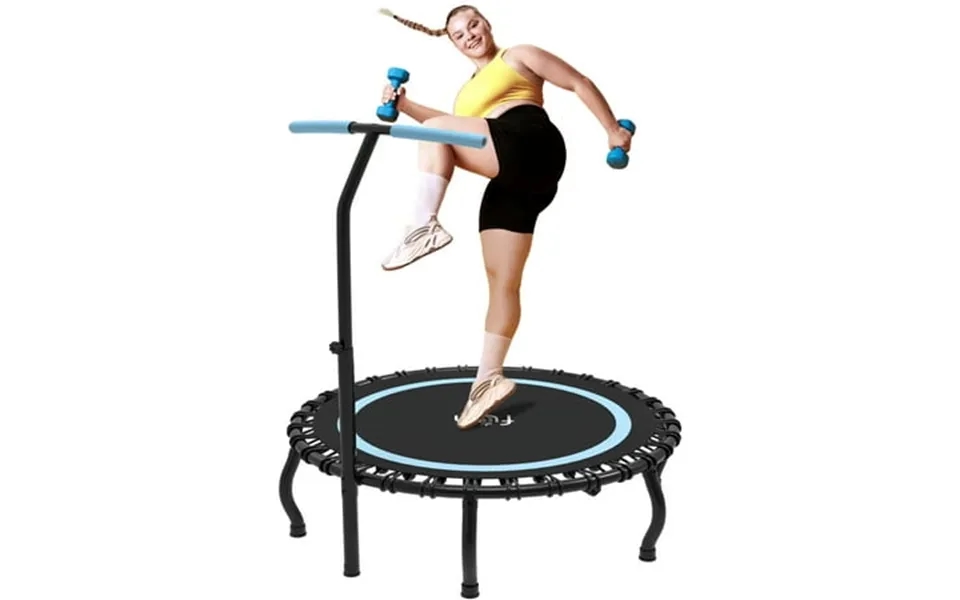 Jump Into Fun 48 Foldable Mini Trampoline With Durable Bungees And Adjustable Foam Handle Fitness Rebounder Trampoline F